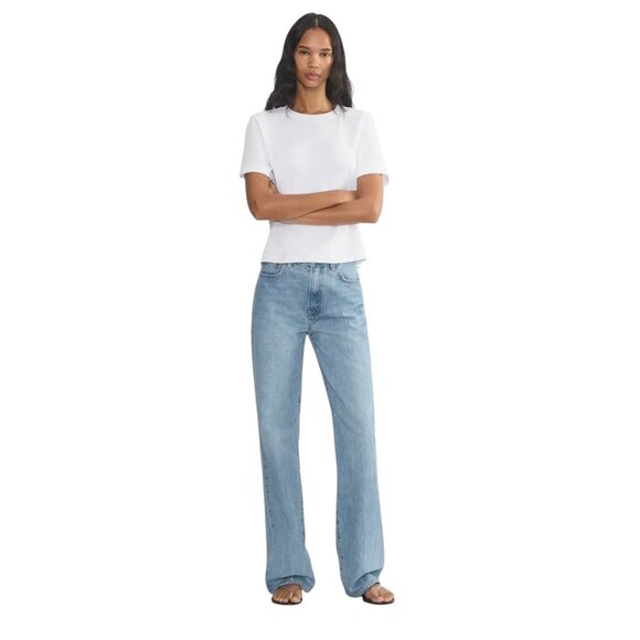Denim Forum The Farrah High Rise Wide Leg Jeans Blue Size 32L Aritzia Y2K School - Picture 1 of 14